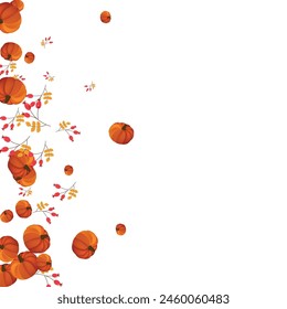 Colorful Leaves Background White Vector. Plant Thanksgiving. Orange Collection Banner. Pattern Card. Gold Vegetable Decorative Border.