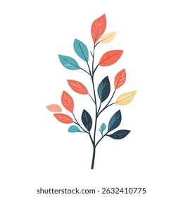 Colorful Leaves Branch Illustration Design