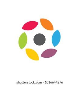 colorful leaves in circle logo vector