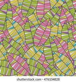 Colorful leaves crown seamless pattern. Vector illustration