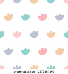 Colorful leaves, flowers. Abstract seamless pattern. Template for fabric, textile, paper, wallpaper. Vector illustration in Scandinavian style.