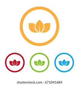 Colorful Leaves Icons With Rings