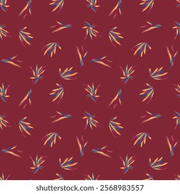 Colorful leaves, leaf, Seamless pattern, Hand drawn, abstract, floral, illustration, reddish, maroon, endless, all over print to use textile, fabric, clothing, backdrop, wallpaper, home textile