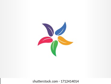 Colorful Leaves Logo and Icon Vector Template