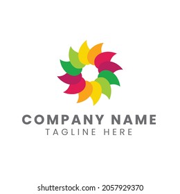 Colorful leaves logo template vector