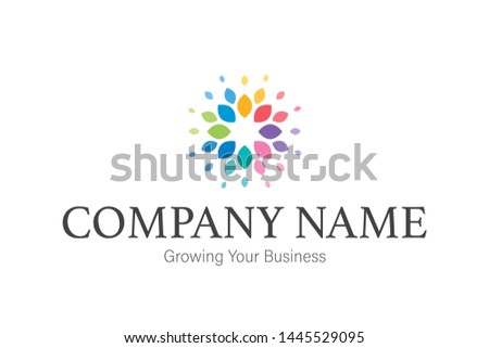 Colorful leaves logo - vector high quality uses for empowerment, youth, yoga, business growing, developing, community, company