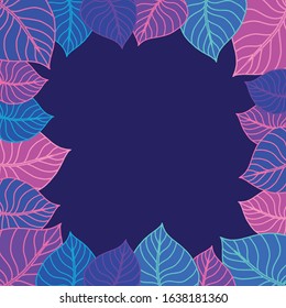 Colorful leaves mock up background. Vector illustration. Template, frame, banner.