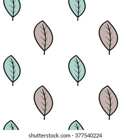 colorful leaves on white background seamless vector pattern background illustration