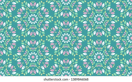 Colorful Leaves Pattern. Endless Background. Seamless