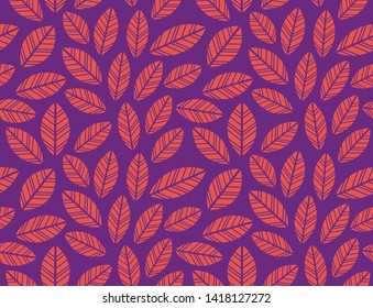 Colorful Leaves Pattern. Endless Background. Seamless
