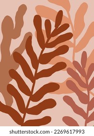 Patrón de hojas coloridas sobre ilustraciones de fondo rosa vector, estética para papel de pared, decoración de pared, cubiertas de plantillas, impresiones de arte