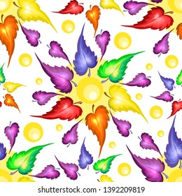 colorful  leaves pattern on white background