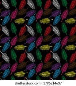 colorful leaves patterns on black background