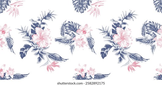 colorful Leaves patterns. palm tree pattern. hand drawn coconut design. summer pattern background. flowers background. vintage graphic tee design. pattern design. tropical patterns graphic