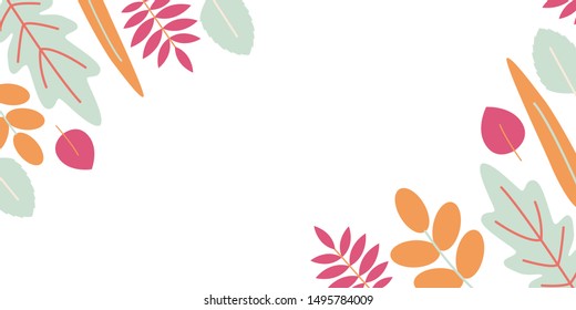 Colorful leaves poster template for web and print. Fall background design