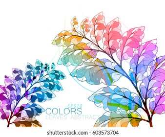 Colorful leaves scene vector abstract art nature on a white background