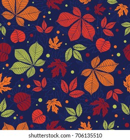Colorful leaves seamless pattern