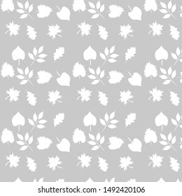 Colorful leaves seamless pattern for background, notebook, simple design. Modern abstract vector design for paper, cover, fabric, interior decor. Soft pastel colors for kids/children bedroom