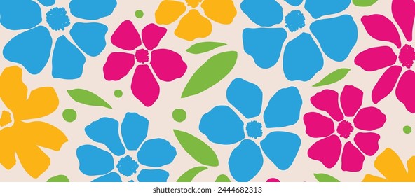  Colorful leaves seamless pattern background vector illustration. Exotic plants, branches and leaves art print for beauty, fashion and natural products, spa and wellness, wedding and events poster.