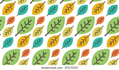 colorful leaves seamless pattern background vector