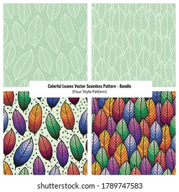 colorful leaves seamless pattern vector, leaves pattern background full color, home decor wall paper texture.