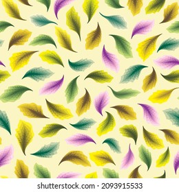 hojas coloridas diseño vectorial de patrón tropical sin fisuras en fondo beige. textura de impresión de moda. fondo de pantalla natural. Tropos exóticos. Diseño de verano. decorativo de fondo