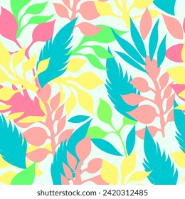 colorful leaves seamless vector repeat pattern