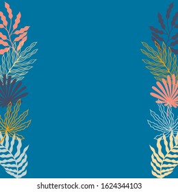 colorful leaves square background vector good for social media marketing material. spring summer vector illustration.