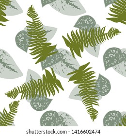 Colorful leaves tropic pattern on white background for decorative design. Exotic tropical leaves for any purposes