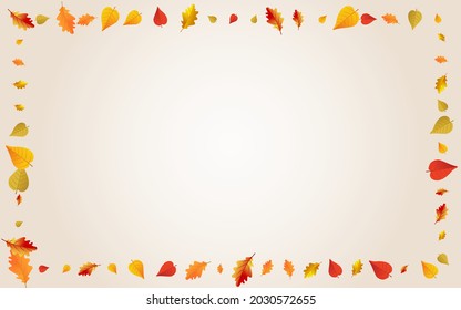 Colorful Leaves Vector Transparent Background. Wallpaper Leaf Frame. Ocher Shape Plant Illustration. Bright Card.