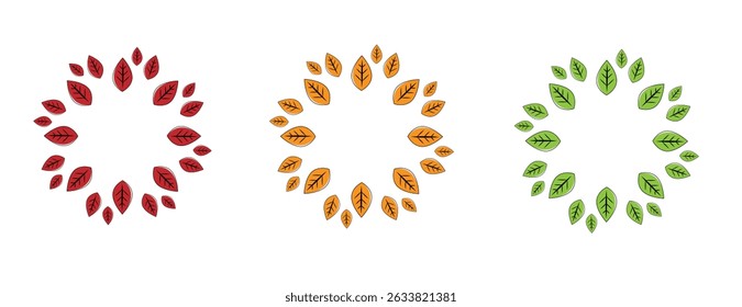 Colorful Leaves Wreath Banner Place for Text. Nature and decoration with plants vector art