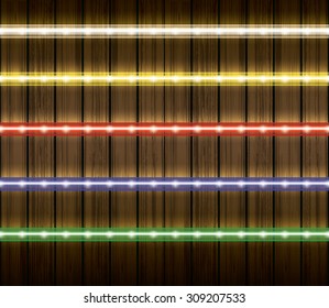 Colorful led light stripes, vector illustration set