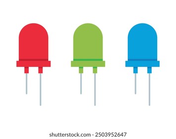Colorful LED lights in red, green, and blue with metallic legs 