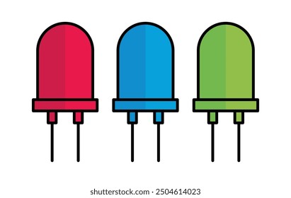 Colorful LED lights in a row, electronic components for circuits.
RGB, red, bue and green. 