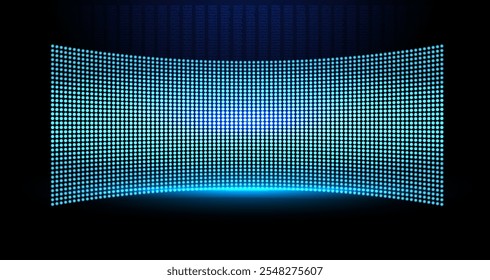 Colorful LED wall display illuminated in dark space showcasing digital patterns and vibrant hues.