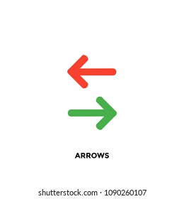Colorful Left Right Arrows flat vector icon