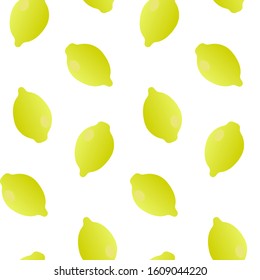 Colorful lemon seamless pattern isolated on white. Vector illustration