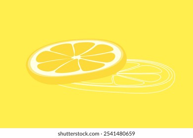 a colorful lemon slice, outline lemon slice, vector illustration