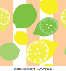 colorful lemons seamless pattern on colorful background