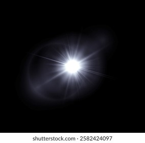 Colorful lens flares. Star, explosion and electric energy design. Vector illustration.