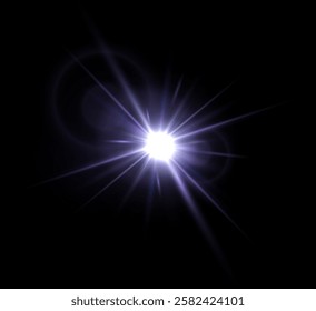 Colorful lens flares. Star, explosion and electric energy design. Vector illustration.