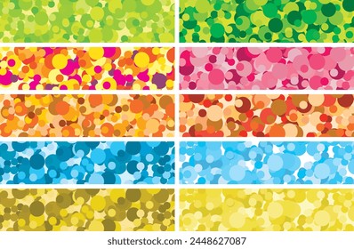 Bannières colorées ou web confetti. 10 arrière-plans commerciaux. Collection de marketing Image vectorielle dessinée à la main.