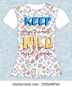 colorful leopard background and slogan lovely graphic design and design print for tee and t shirt and fabric