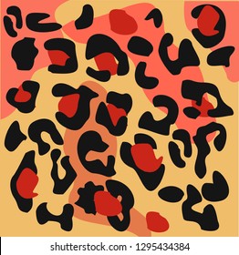 Colorful leopard pattern. Leopard pattern design, vector illustration background. Animal design. Brown, orange, yellow, red, black, pink, purple. 
