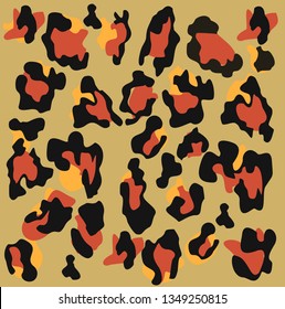 Colorful leopard pattern. Leopard pattern design, vector illustration background. Animal design. Brown, orange, yellow, red, black, pink, purple. 