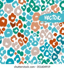 Colorful leopard pattern seamless. Blue animal print background. Vector leo and leopard spots pattern design. Hand drawn floral template. 