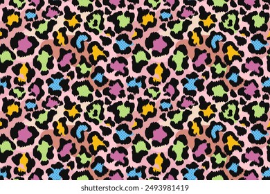 Colorful leopard print seamless pattern. Animal print for fabric, textile, fashion, wallpapper