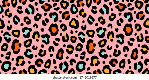 Colorful leopard seamless pattern. Fashion stylish vector texture.