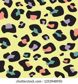 Colorful leopard skin print pattern. Vector illustration.