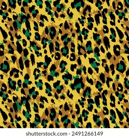 Vector colorido con textura de piel de leopardo. Patrón de piel animal sin costuras. Animal de camuflaje de leopardo. Diseño textil patrón de leopardo acuarela animal safari diseño arte.